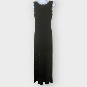 Vtg Jump Maxi Dress | 5/6 | Black Floral Lace | USA | Witchy Whimsigoth Prom
